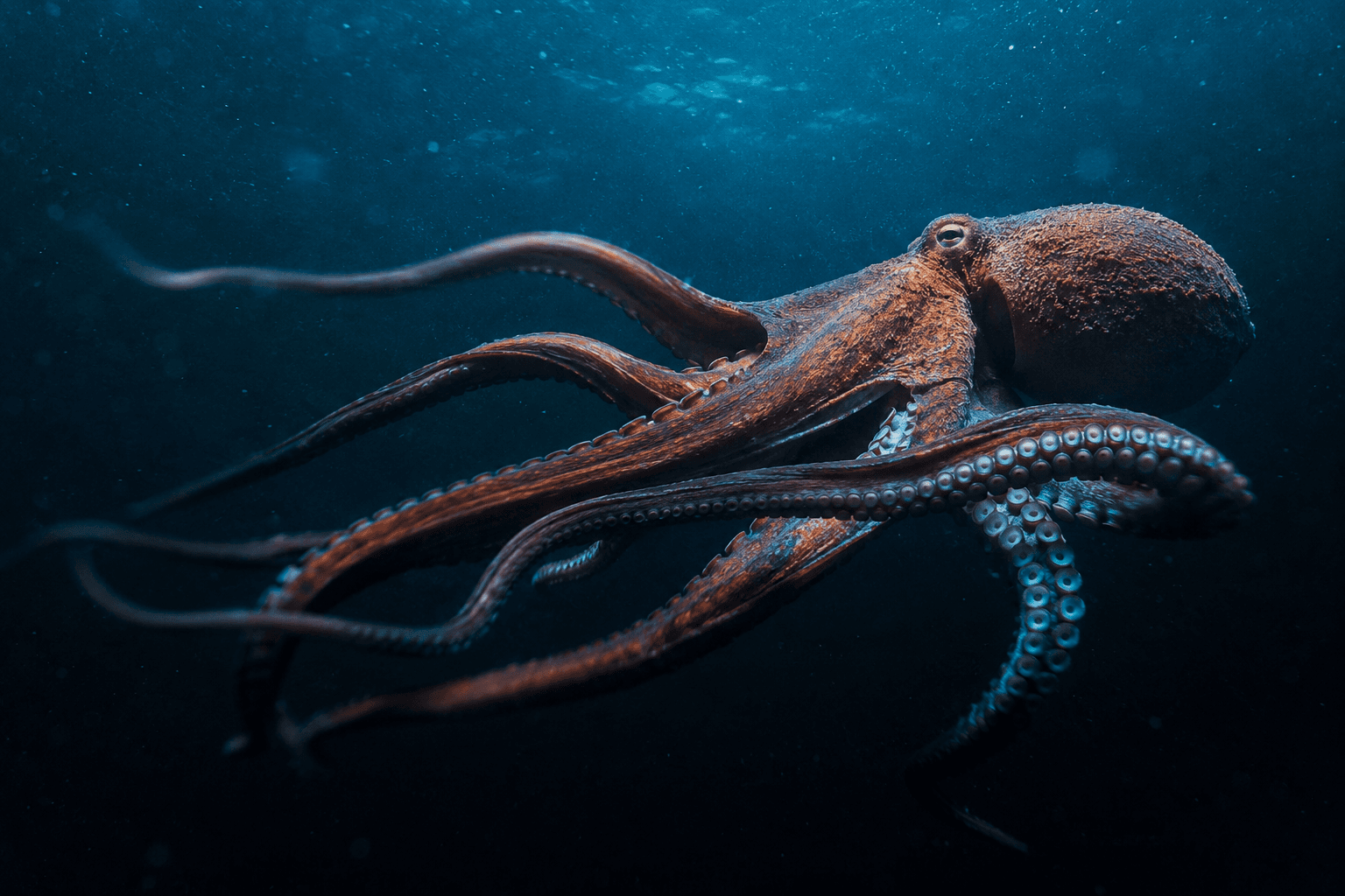 A Pacific octopus in deep water